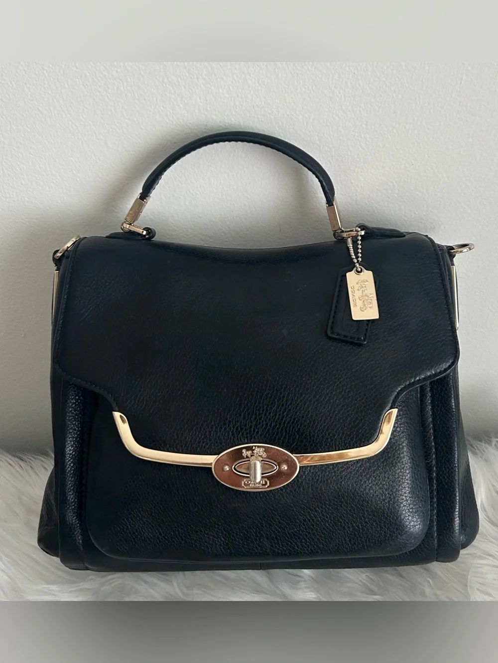 Coach Legacy Navy Leather Turnlock Satchel Crossbody Top Handle Designer Bag
